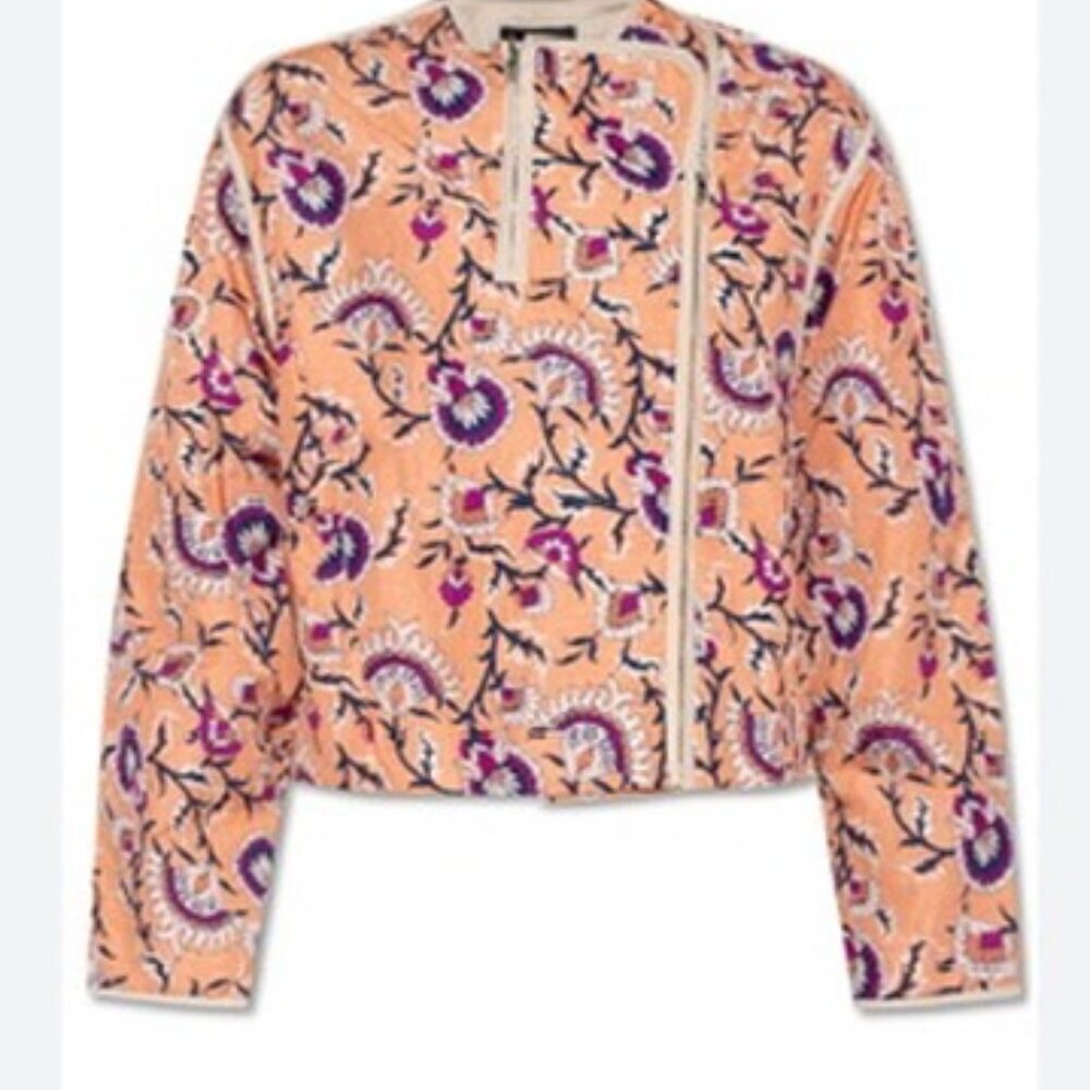 ISABEL MARANT Amidala Floral Reversible Crop Jacket Papaya Size 38